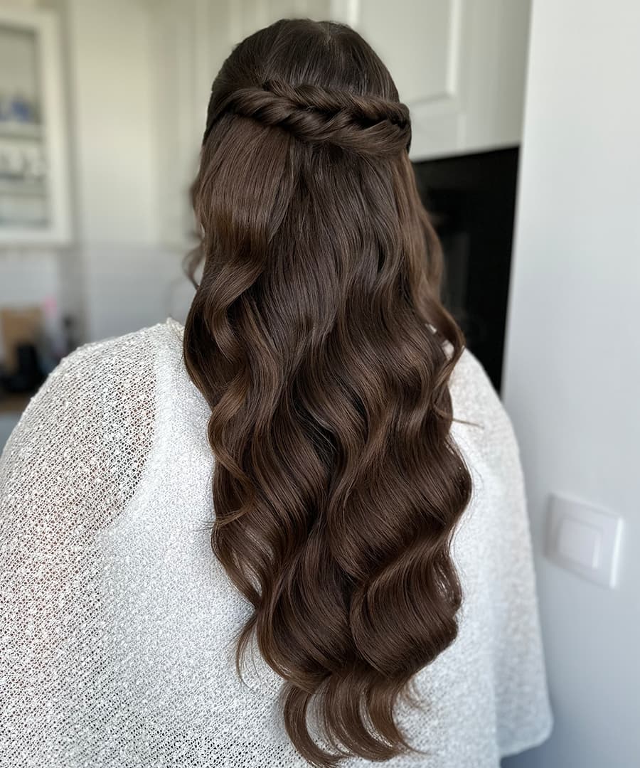 Bridal Hairstyle 11100 - Half-up with romantic waves. Wedding Hairstyles | Bridal Hairstyles by IvyLu.bg