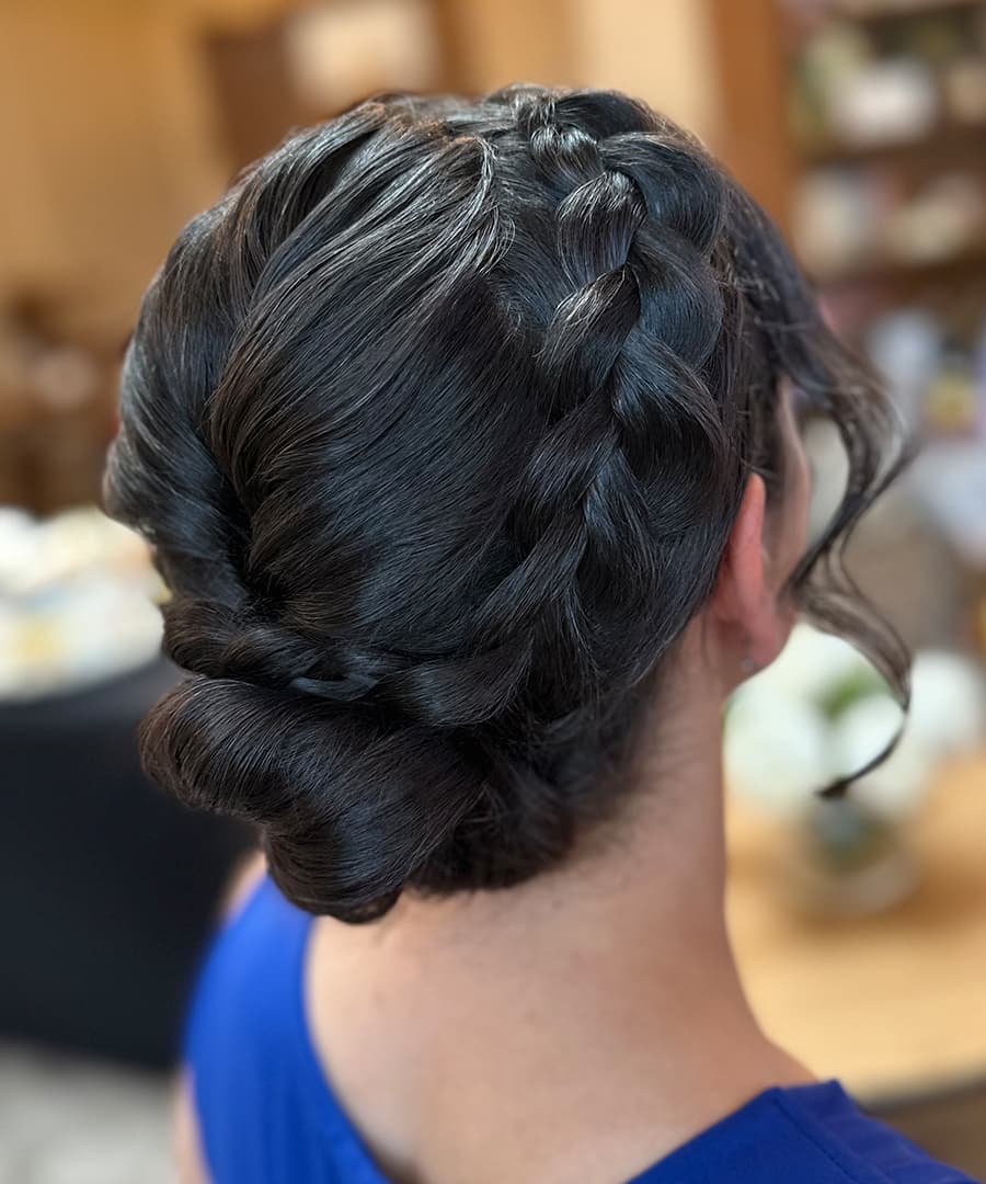 Bridal Hairstyle 11103 - Low bun with a braid. Wedding Hairstyles | Bridal Hairstyles by IvyLu.bg