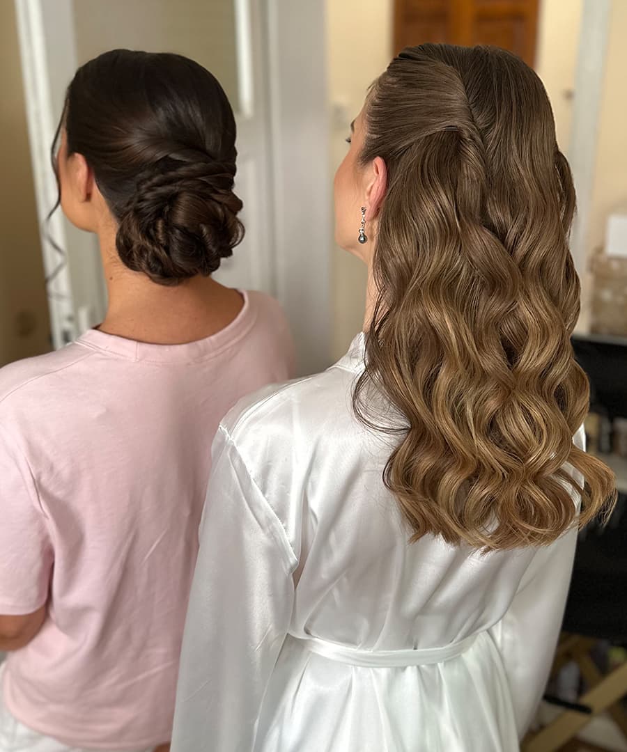 Bridal Hairstyle 11107 - Twisted bun and loose waves. Wedding Hairstyles | Bridal Hairstyles by IvyLu.bg