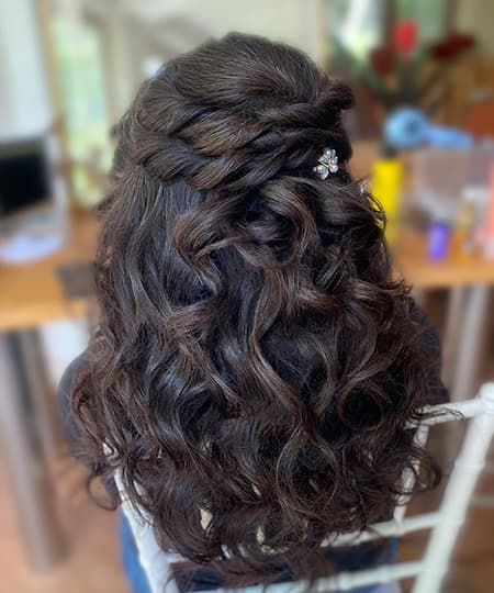 Bridal Hairstyle - Half-up double twist with curls - 1122