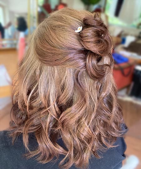 Bridal Hairstyle - Half-up with a high mini bun - 1124