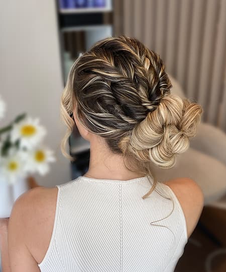Bridal Hairstyle - Elegantly twisted low bun - 1138