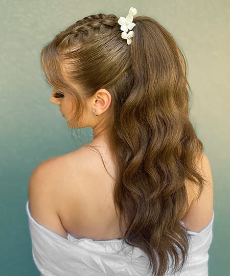 Bridal Hairstyle - Braids blending into loose waves - 1140