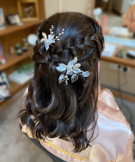 Bridal Hairstyle - Half-up with a braid - 1156