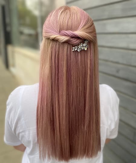 Сватбена прическа 1176 - Полувдигната и права. Прически за сватба | Сватбени прически от IvyLu.bg